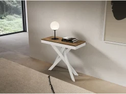 Consola extensível 90x40/300 cm Saki Evolution moldura branca nogueira^ITAMOBY