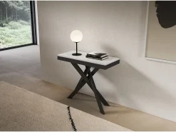 Outlet Consola extensível 90x40/196 cm Saki Small Evolution moldura branca cinza antracite Consola