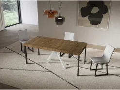 ITAMOBY Consola*Consola extensível 90x40/300 cm Saki Premium pernas brancas nogueira Castanho