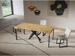 Consola extensível 90x40/196 cm Saki Pequenas pernas em carvalho natural antracite*ITAMOBY