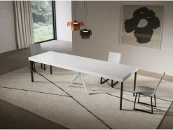 ITAMOBY Consola*Consola extensível 90x40/300 cm Saki Premium cinza pernas brancas Branco