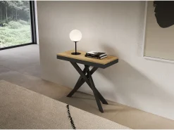 Consola extensível 90x40/196 cm Saki Small Evolution moldura carvalho natural antracite*ITAMOBY Best