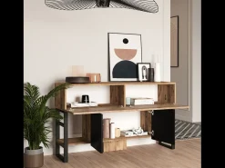 Best Consola industrial TARI com arrumação em madeira natural e metal preto Consola