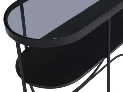 Discount Console com 1 prateleira em metal e vidro fumê - Preto e transparente - PRETORIA Consola