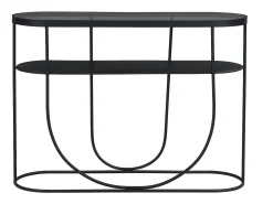 Discount Console com 1 prateleira em metal e vidro fumê - Preto e transparente - PRETORIA Consola