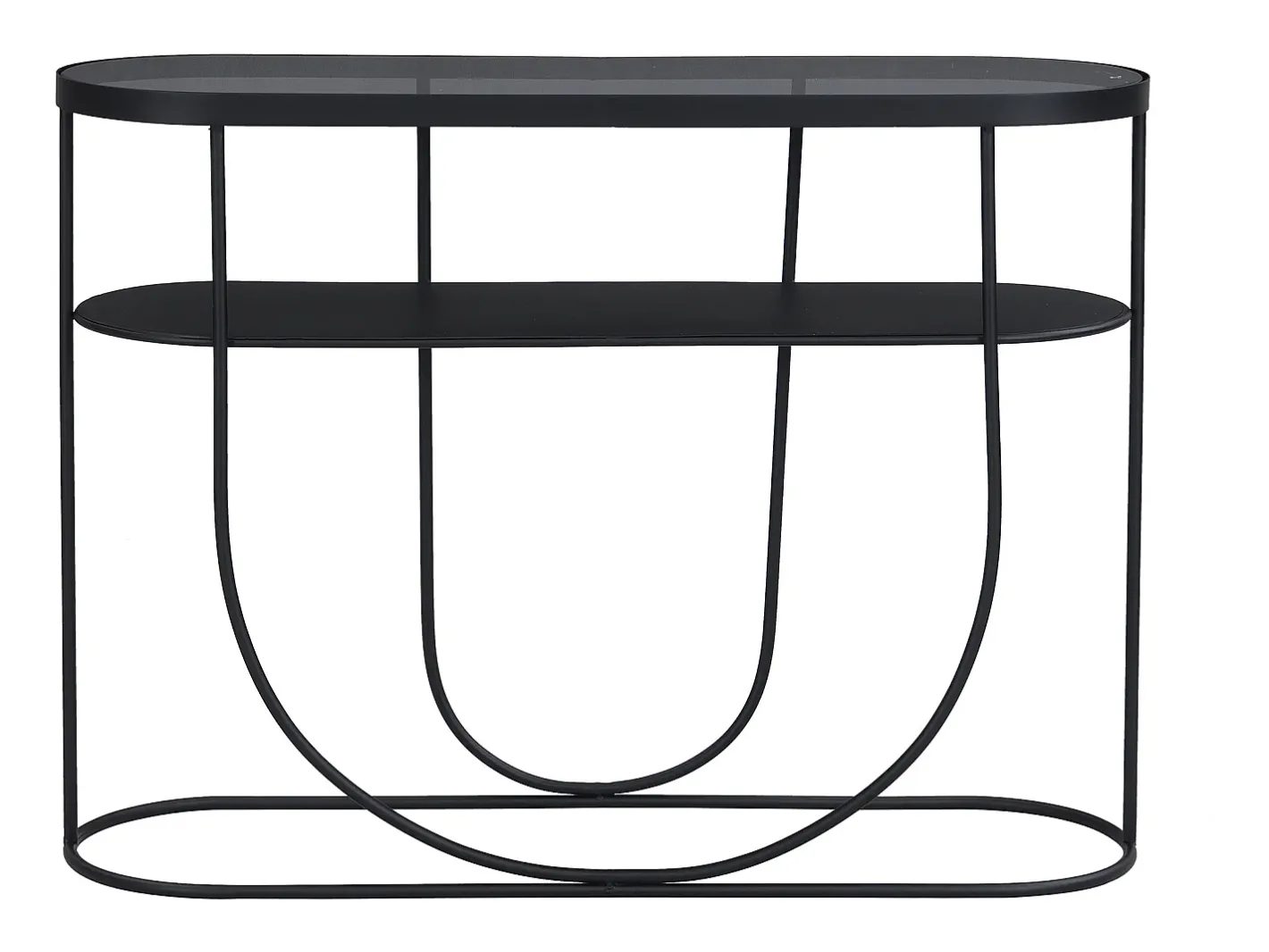 Discount Console com 1 prateleira em metal e vidro fumê - Preto e transparente - PRETORIA Consola