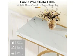 Console de Estilo Industrial de 105 cm, com 4 Níveis e Base Circular, estreita em Madeira com Prateleiras de Armazenamento (/Dourado)*Tribesigns New