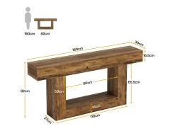 Tribesigns Consola*Console de mesa com 160 cm de comprimento, mesa de entrada com 2 andares, mesa baixa com espaço de armazenamento Castanho