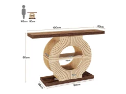 Console de mesa de 100 cm com armazenamento - Mesa de entrada em madeira para sala, com prateleiras e base circular*Tribesigns New