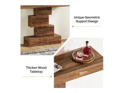 Console de mesa, mesa de apoio de 108 cm feita de madeira estreita atrás do sofá com base geométrica, mesa de entrada industrial, marrom rústico^Tribesigns Discount