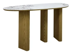 Hot Console em cerâmica e MDF - Natural e efeito mármore branco - MODREYO Consola