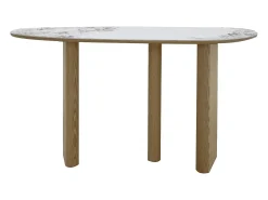 Hot Console em cerâmica e MDF - Natural e efeito mármore branco - MODREYO Consola