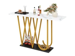 Console estilo moderno 120x29,5x80 cm - para sala de estar ou corredor - estrutura e pés de metal -^ModernLuxe