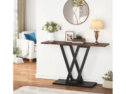 Console Móvel, Console de Entrada de Corredor Industrial, Mesas de Entrada de 110 cm Mesa de Sofá Estreita para Sala, Rústico^Tribesigns Sale
