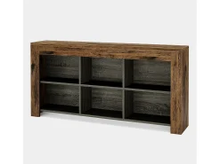 Console table com 160 cm de comprimento, mesa de entrada em madeira rústica com 6 cubos de armazenamento^Tribesigns Clearance