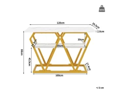 Hot Console 120x29,5x80 cm - con tampo efeito mármore - Metal - + dourado Consola