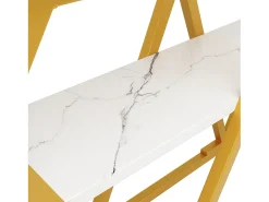 Hot Console 120x29,5x80 cm - con tampo efeito mármore - Metal - + dourado Consola