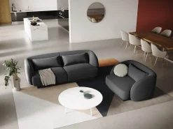 - Poltrona "Tulum" em veludo cinza - 103x90x70cm^Cosmopolitan Design