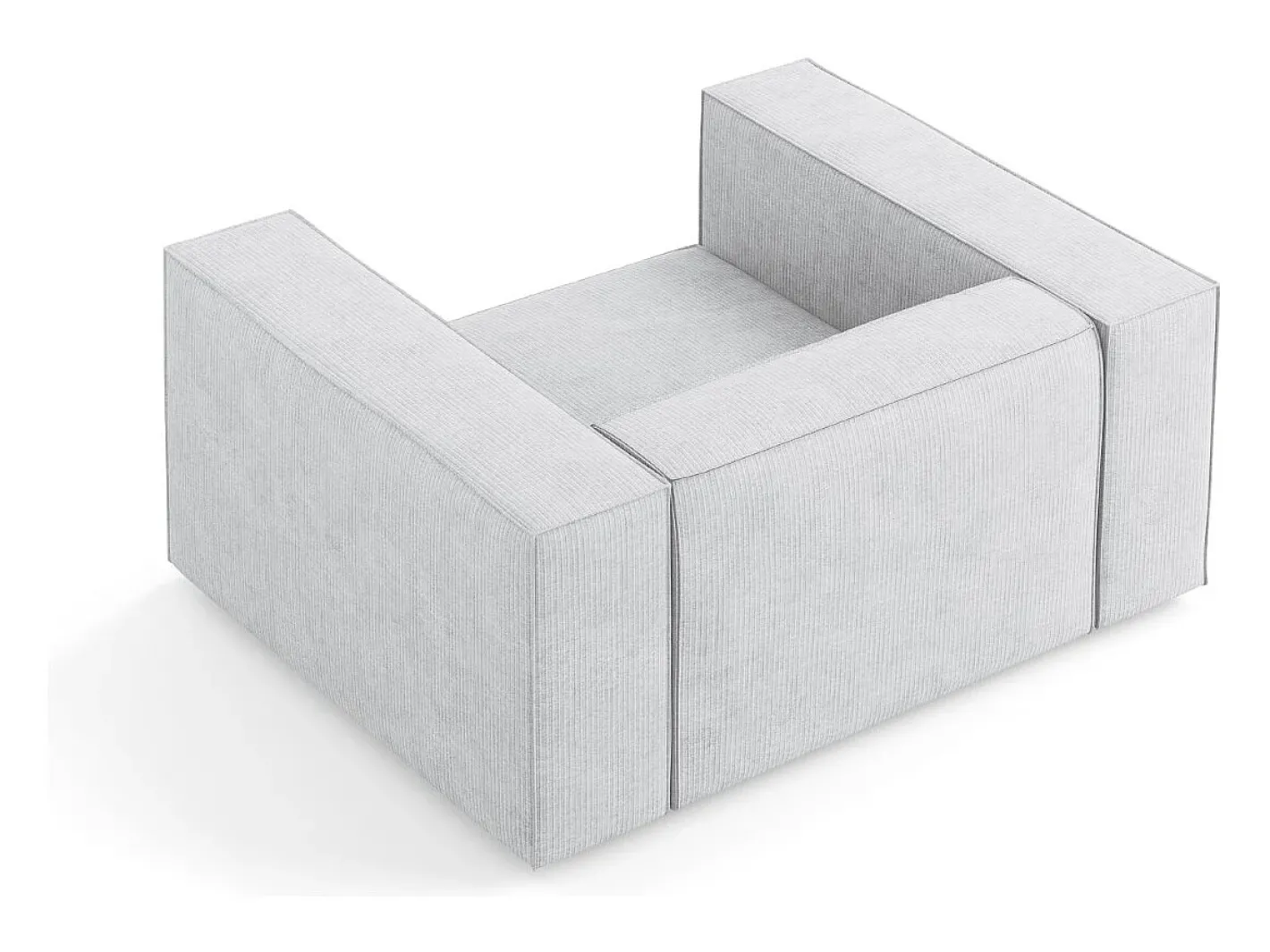 - Poltrona "Arendal" em tecido chenille com efeito canelado cinza claro - 124x102x70cm^Cosmopolitan Design Online