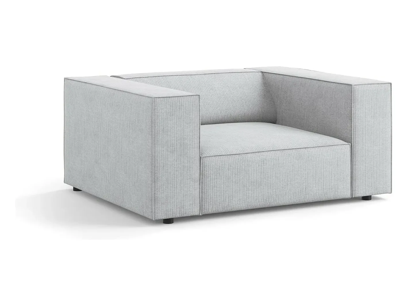 - Poltrona "Arendal" em tecido chenille com efeito canelado cinza claro - 124x102x70cm^Cosmopolitan Design Online