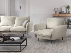 - Poltrona "Vienna" em tecido estrutural claro - 97x94x95cm^Cosmopolitan Design