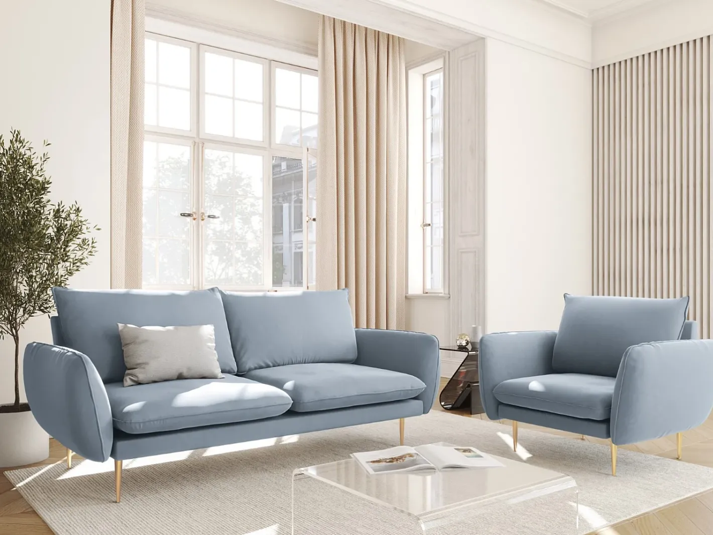- Poltrona "Vienna" em veludo - 97x94x95cm Poltrona