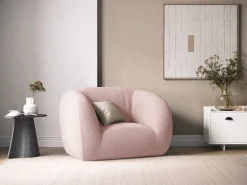 - Poltrona "Essen" em tecido bouclé rosa pálido - 130x95x86cm*Cosmopolitan Design New