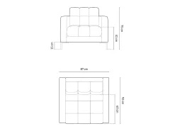 Best - Poltrona "Bali" em veludo prata - 87x92x75cm Poltrona