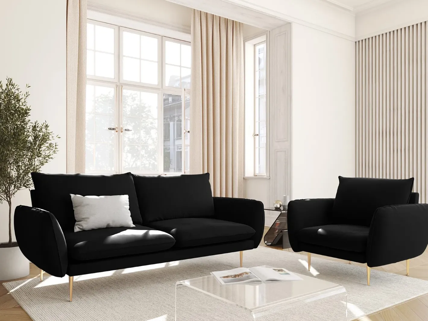 - Poltrona "Vienna" em veludo - 97x94x95cm*Cosmopolitan Design Outlet