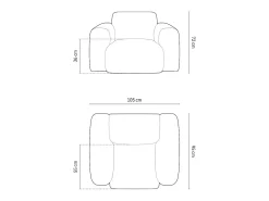 - Poltrona "Nolio" 2 lugares em tecido chenille cinza - 105x95x72cm*Cosmopolitan Design Online