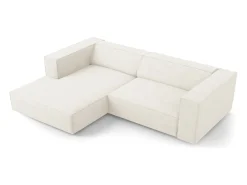 - Sofá de canto esquerdo "Arendal" 3 lugares em tecido chenille com efeito canelado - 224x166x70cm^Cosmopolitan Design