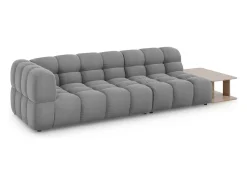 - Sofá modular direito "Sky" 4 lugares em veludo cinza claro - 297x102x75cm^Cosmopolitan Design Discount