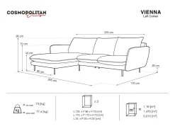 - Sofá de canto esquerdo "Vienna" 5 lugares em tecido estrutural cinza claro - 255x170x95cm^Cosmopolitan Design Clearance