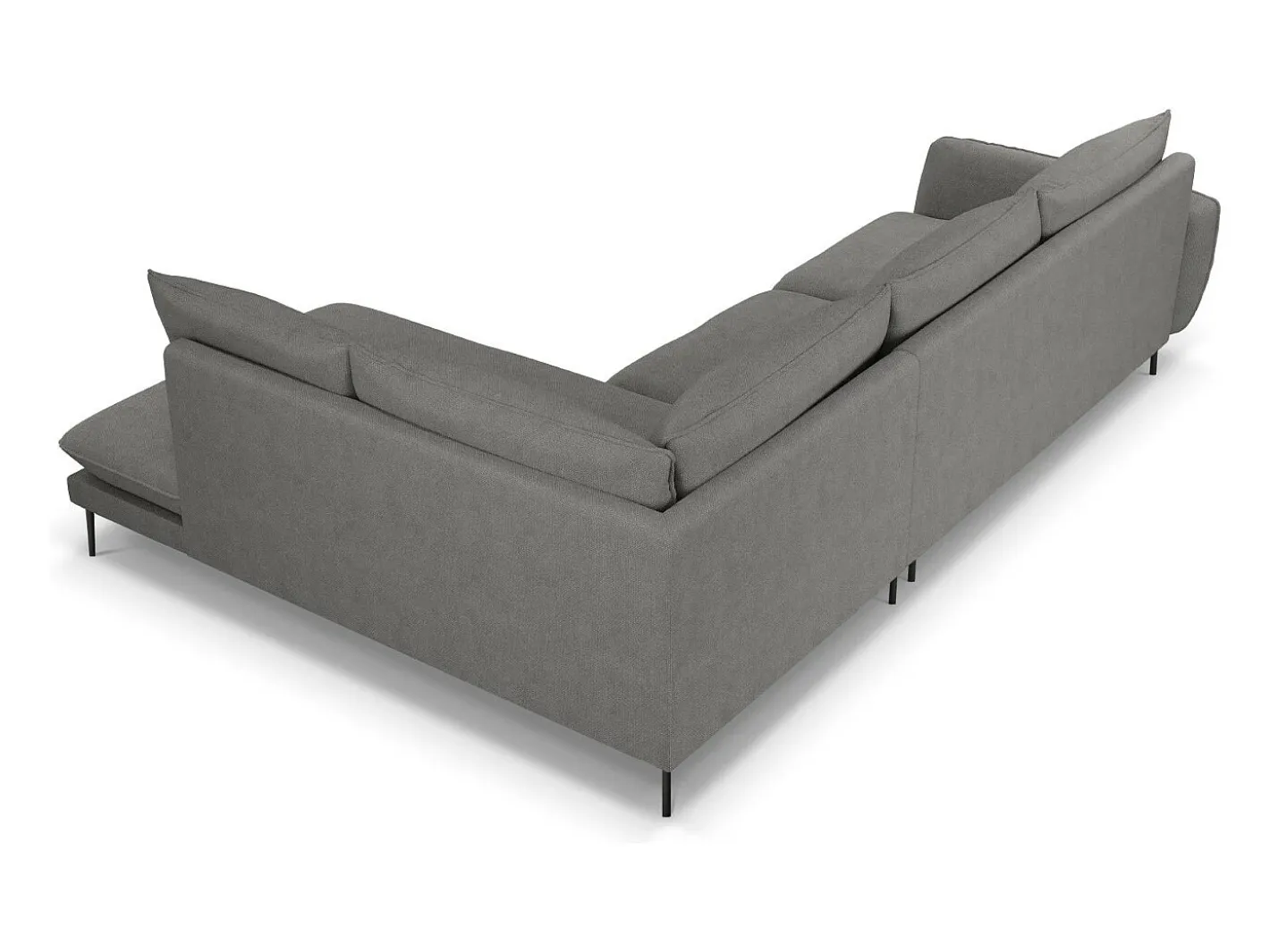 - Sofá de canto direito "Vienna" 6 lugares em tecido estrutural cinza escuro - 275x185x95cm*Cosmopolitan Design Online