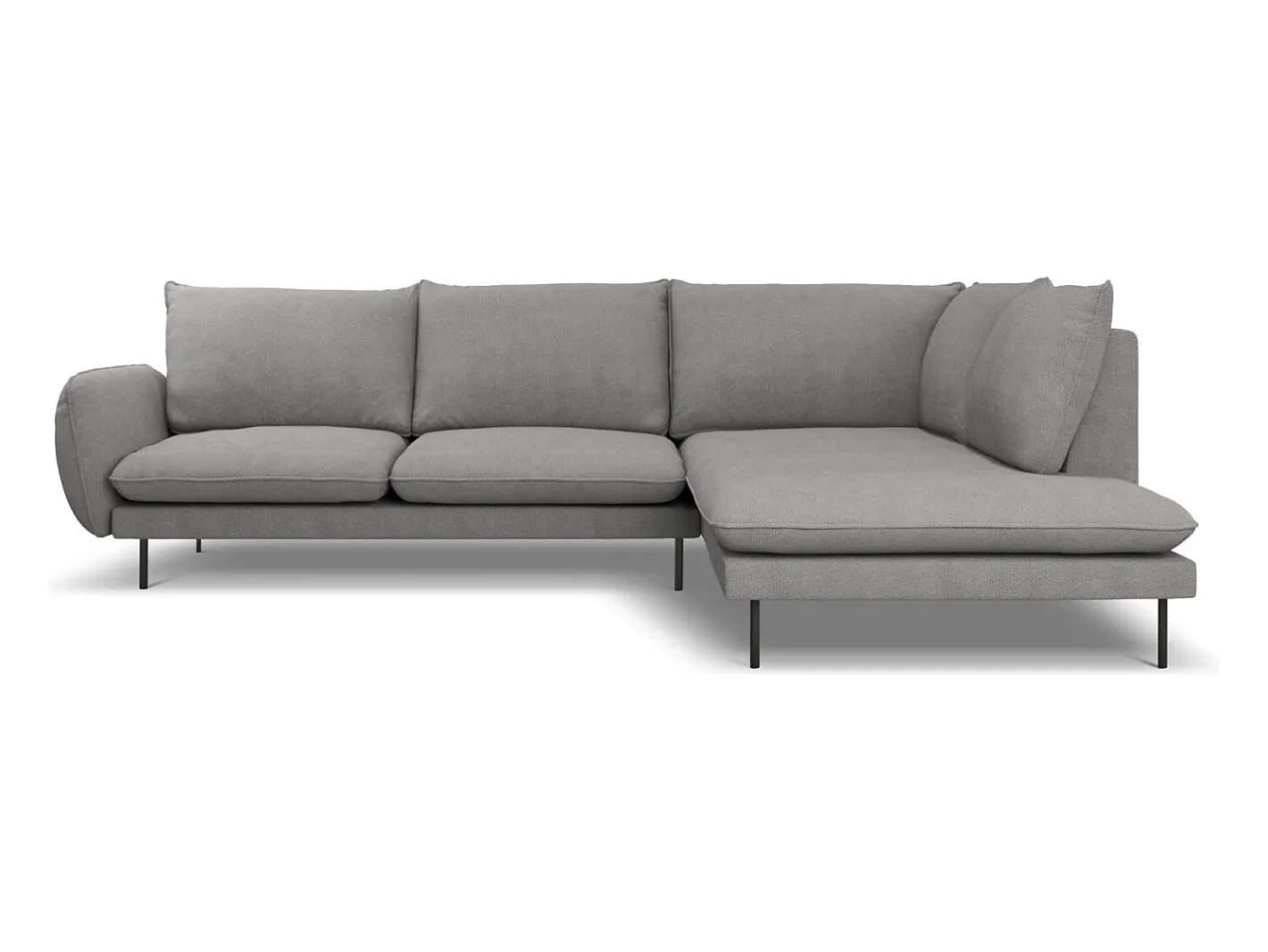 - Sofá de canto direito "Vienna" 6 lugares em tecido estrutural cinza escuro - 275x185x95cm*Cosmopolitan Design Online