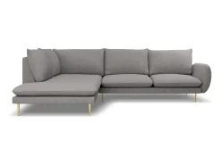 - Sofá de canto esquerdo "Vienna" 6 lugares em tecido estrutural cinza escuro - 275x185x95cm^Cosmopolitan Design Best