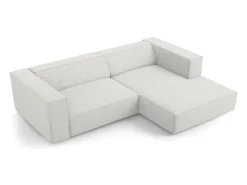 - Sofá de canto direito "Arendal" 3 lugares em tecido chenille cinza claro - 224x166x70cm^Cosmopolitan Design Clearance