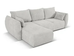 - Sofá convertível de canto esquerdo com caixa de arrumação "Matera" 4 lugares em tecido chenille cinza claro - 253x173x86cm*Cosmopolitan Design Discount