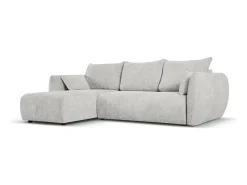 - Sofá convertível de canto esquerdo com caixa de arrumação "Matera" 4 lugares em tecido chenille cinza claro - 253x173x86cm*Cosmopolitan Design Discount