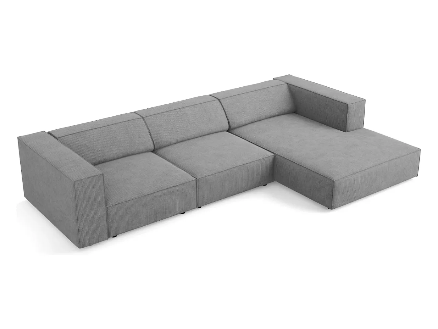 - Sofá de canto direito "Arendal" 4 lugares em tecido chenille com efeito canelado cinza escuro - 284x166x70cm*Cosmopolitan Design Best
