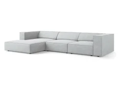 - Sofá de canto esquerdo "Arendal" 4 lugares em tecido chenille com efeito canelado cinza claro - 284x166x70cm^Cosmopolitan Design Online