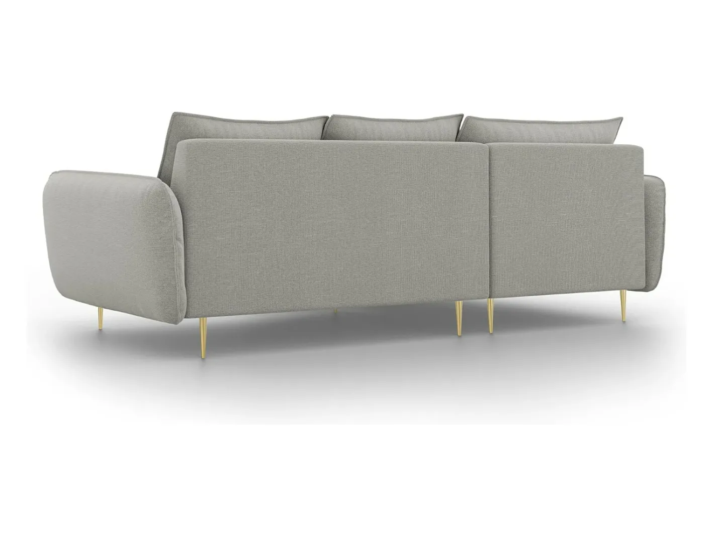 - Sofá de canto esquerdo "Vienna" 5 lugares em tecido estrutural cinza claro - 255x170x95cm^Cosmopolitan Design Clearance
