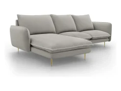 - Sofá de canto esquerdo "Vienna" 5 lugares em tecido estrutural cinza claro - 255x170x95cm^Cosmopolitan Design Clearance