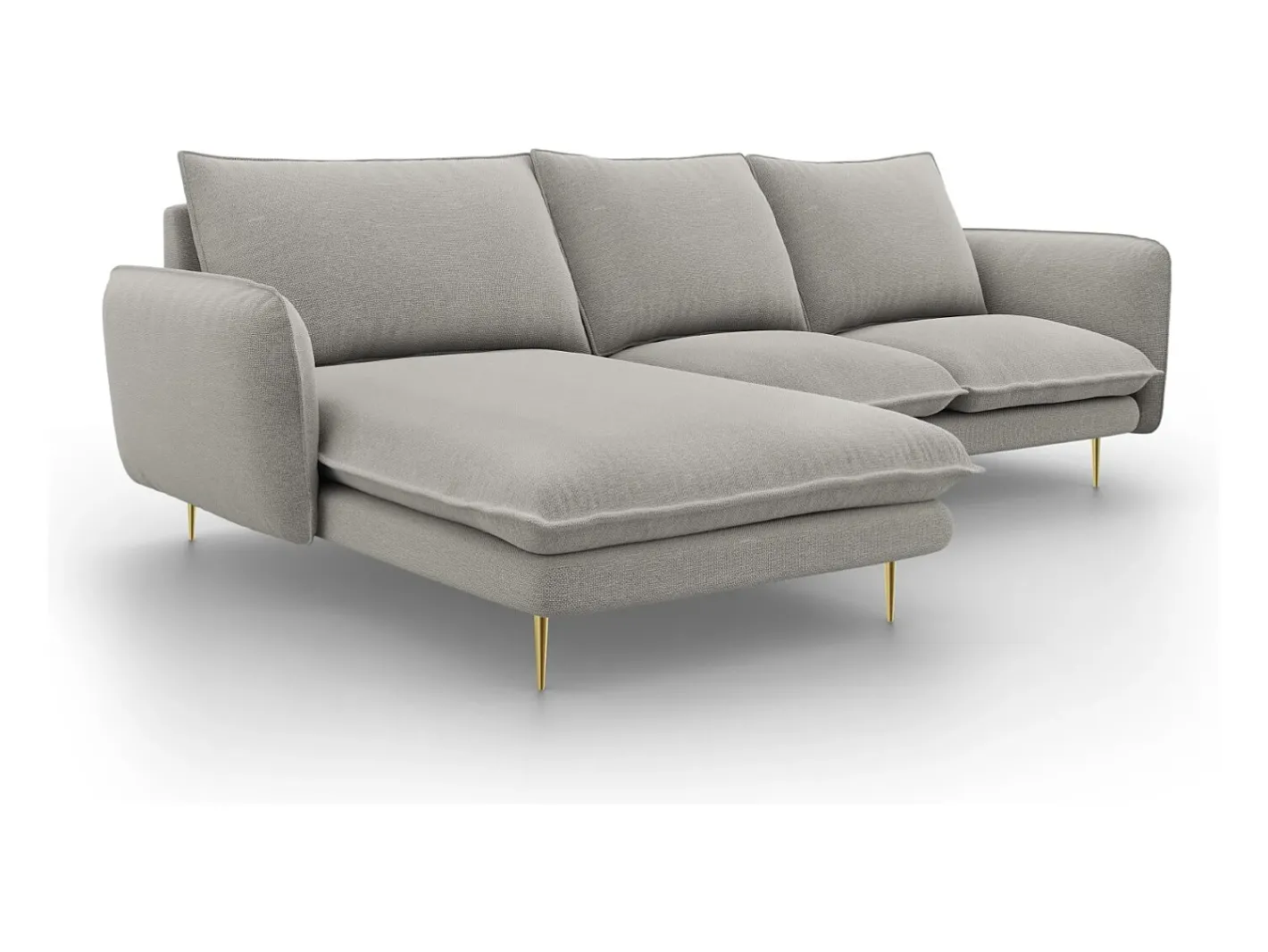 - Sofá de canto esquerdo "Vienna" 5 lugares em tecido estrutural cinza claro - 255x170x95cm^Cosmopolitan Design Clearance