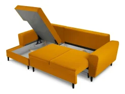 - Sofá convertível de canto esquerdo com caixa de arrumação "Kyoto" 4 lugares em veludo cotelê - 241x145x88cm*Cosmopolitan Design