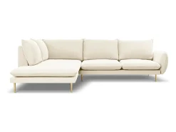 Sale - Sofá de canto esquerdo "Vienna" 6 lugares em veludo claro - 275x185x95cm Sofá