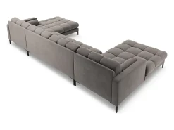 - Sofá panorâmico "Bali" 7 lugares em veludo cinza claro - 383x185x75cm^Cosmopolitan Design