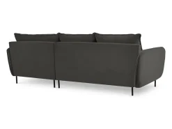 - Sofá de canto direito "Vienna" 5 lugares em veludo cinza escuro - 255x170x95cm*Cosmopolitan Design Clearance