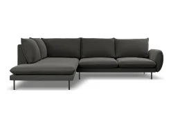 - Sofá de canto esquerdo "Vienna" 6 lugares em veludo cinza escuro - 275x185x95cm*Cosmopolitan Design