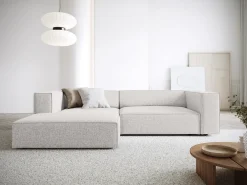 - Sofá de canto esquerdo "Arendal" 3 lugares em tecido chenille cinza claro - 224x166x70cm*Cosmopolitan Design Online
